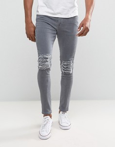 Джинсы скинни с рваными коленями Brooklyn Supply Co - Синий