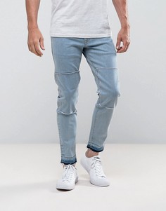 Светлые узкие джинсы со вставками и отделкой ASOS - Синий