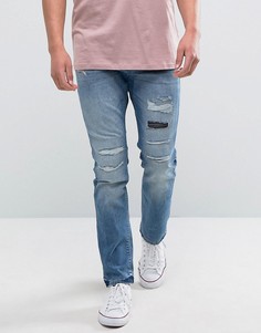 Потертые джинсы слим Esprit - Синий
