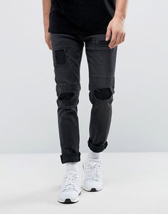 Черные рваные джинсы скинни ASOS - Черный