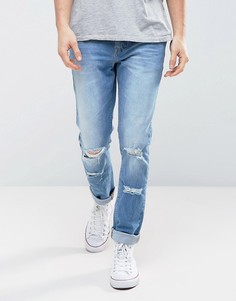 Синие джинсы скинни с рваной отделкой ASOS - Синий