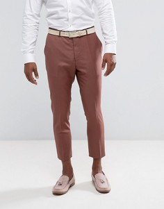 Светло-бордовые суженные книзу брюки из 100% шерсти ASOS Wedding - Красный