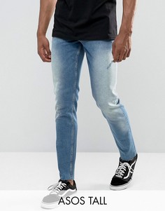 Узкие джинсы с потертостями ASOS TALL - Синий