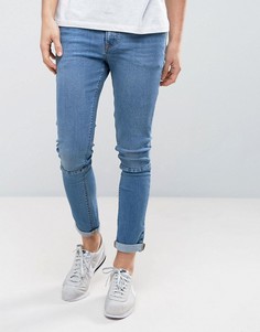 Синие выбеленные джинсы скинни со вставками ASOS - Синий