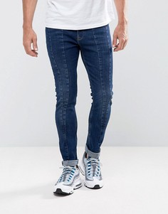 Темно-синие джинсы скинни со вставками ASOS - Синий
