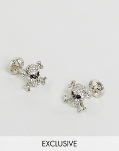 Запонки с черепами и кристаллами Noose &amp; Monkey - Серебряный