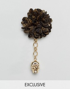 Черно-золотистая булавка на лацкан Noose & Monkey - Черный