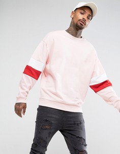 Oversize-свитшот со вставками на рукавах ASOS - Розовый