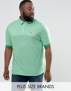 Зеленое узкое поло с логотипом-флагом Tommy Hilfiger PLUS Boris - Зеленый