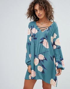 Пляжное платье с цветочным принтом и шнуровкой Billabong - Мульти