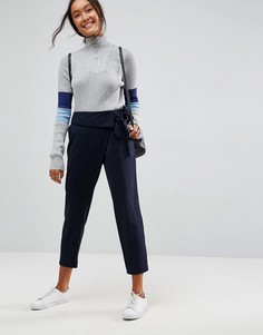 Суженные книзу брюки с отворотом на поясе ASOS Tailored - Темно-синий