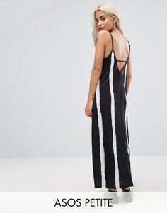 Платье макси в полоску с V-образным вырезом ASOS PETITE - Мульти