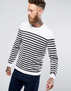 Вязаный джемпер в белую и темно-синюю полоску ASOS - Темно-синий