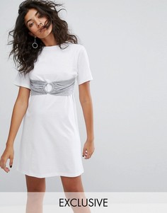 Платье-рубашка оверсайз с декоративным бралеттом Urban Bliss - Белый