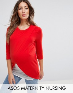 Лонгслив с запахом для беременных и кормящих мам ASOS Maternity - Красный