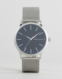 Часы с черным круглым циферблатом Bellfield - Серебряный