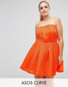 Платье мини из сетчатой ткани ASOS CURVE - Оранжевый