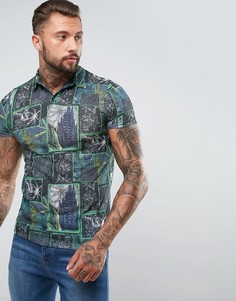 Поло с отложным воротником и плиточным принтом ASOS - Мульти