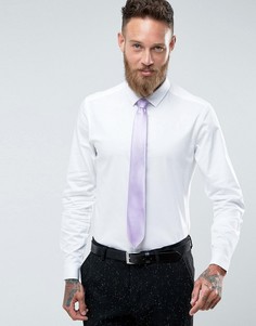 Белая облегающая рубашка с сиреневым галстуком ASOS Wedding - СКИДКА - Белый
