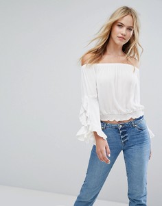 Топ с открытыми плечами и рукавами клеш Miss Selfridge - Мульти