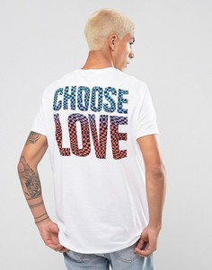 Длинная футболка свободного кроя с принтом CHOOSE LOVE ASOS x HELP REFUGEES - Белый