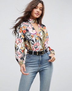 Топ с высоким воротом и платочным принтом ASOS - Мульти