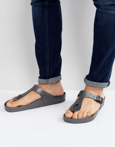 Темно-серые сандалии металлик Birkenstock Gizeh Eva - Серый