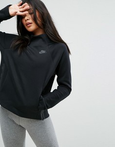 Флисовый свитшот с высоким воротом и молниями по бокам Nike Tech - Черный