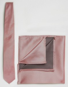 Свадебный галстук и платок для пиджака розового цвета ASOS - Розовый