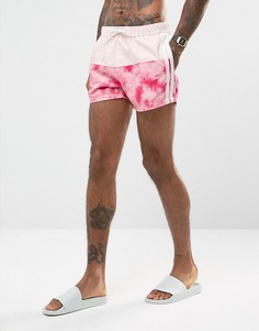 Короткие шорты для плавания со вставкой с розовым принтом тай-дай ASOS - Розовый