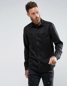 Черная рубашка классического кроя с карманами в стиле вестерн ASOS - Черный