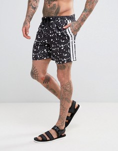 Шорты для плавания средней длины с принтом ASOS - Черный