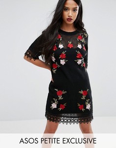 Платье мини с аппликацией ASOS PETITE - Черный