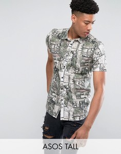 Рубашка классического кроя с винтажным принтом ASOS TALL - Белый