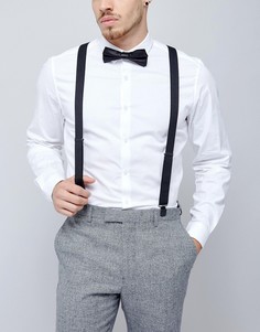 Черные подтяжки и галстук-бабочка ASOS WEDDING - Черный