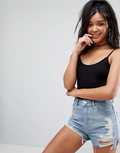 Боди в рубчик на бретельках ASOS - Черный