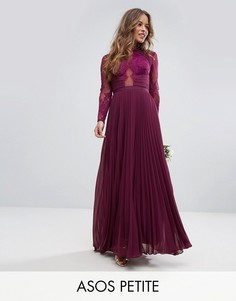 Кружевное платье макси с плиссировкой ASOS PETITE WEDDING - Мульти