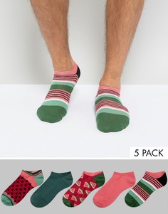 Набор из 5 пар спортивных носков с арбузом ASOS - Мульти
