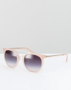 Розовые круглые солнцезащитные очки с двойной планкой Michael Kors - Розовый