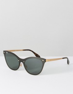 Черные солнцезащитные очки кошачий глаз с плоскими стеклами Ray Ban - Черный