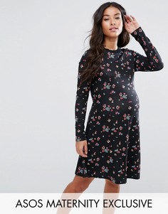 Короткое приталенное платье с цветочным принтом ASOS Maternity - Мульти