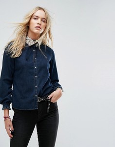 Джинсовая рубашка с оборкой Maison Scotch - Темно-синий
