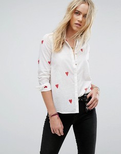 Рубашка с принтом сердечек Maison Scotch - Белый