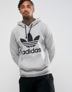 Худи серого цвета с логотипом-трилистником adidas Originals BS2229 - Серый