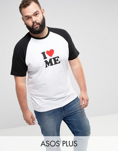 Облегающая футболка с рукавами реглан и принтом ASOS PLUS - Белый