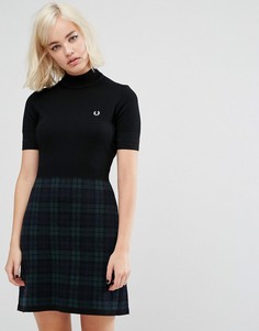 Вязаное платье с принтом Fred Perry - Черный