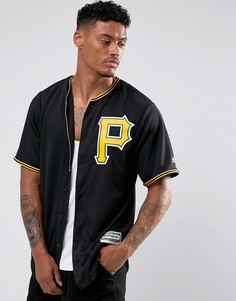 Черная трикотажная рубашка с бейсбольным воротником Majestic MLB Pittsburgh Pirates - Черный