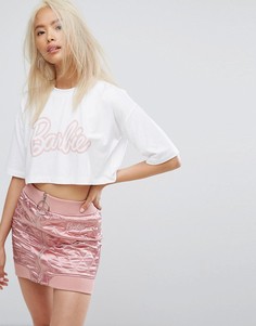 Укороченная футболка с принтом Barbie Missguided - Белый