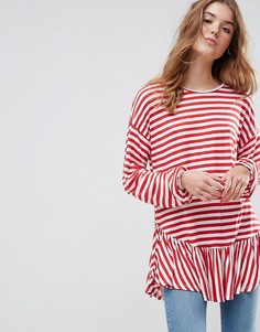 Полосатый топ с оборкой и рукавами с напуском ASOS - Мульти