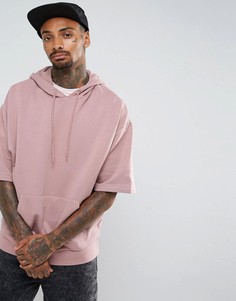 Оверсайз-худи с короткими рукавами ASOS - Розовый